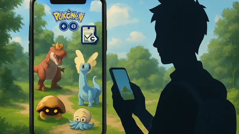 Игровой скриншот Pokémon Go с изображением покемонов-окаменелостей и элементами интерфейса ивента