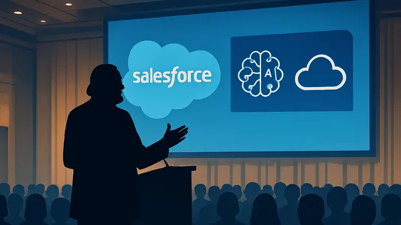 Марк Бениофф, генеральный директор Salesforce, говорит о будущем SaaS и ИИ на конференции.