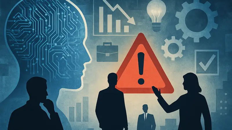 Графика, символизирующая ИИ и бизнес, с акцентом на проблемы и решения в технологиях