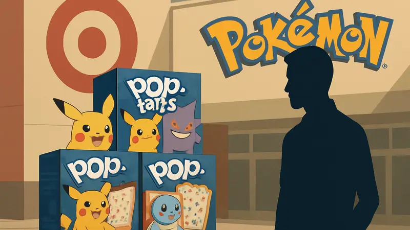Коробки лимитированных Pop-Tarts Pokémon на фоне логотипов Target и Pokémon