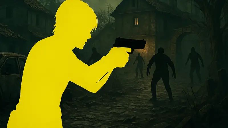 Леон Кеннеди в напряженной боевой ситуации в режиме Leon Must Die из Resident Evil.