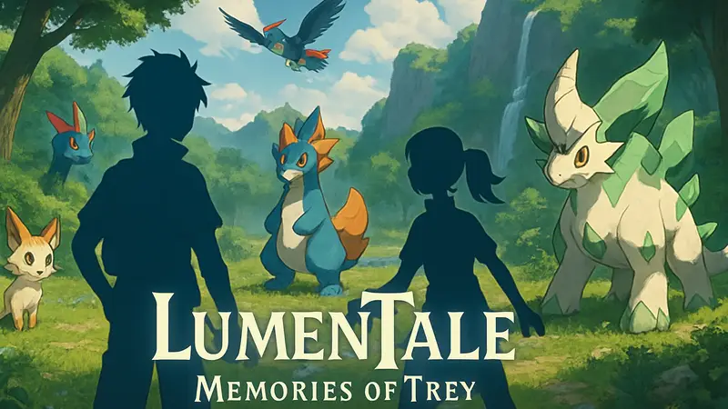 Скриншот или обложка игры LumenTale: Memories of Trey с существами и героями.