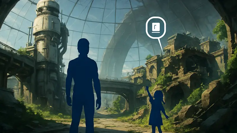 Изображение демонстрирует элементы локации Терра-Купол из игры Pragmata, с указанием места нахождения коллекционного предмета.