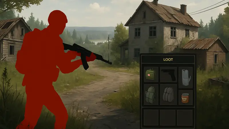 Скриншот из игры Road to Vostok с элементом выживания и лута