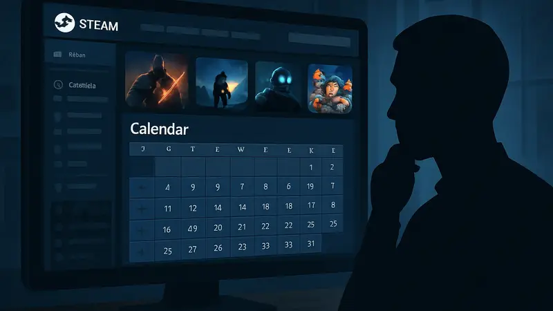 Интерфейс Steam с открытым персональным календарём релизов игр