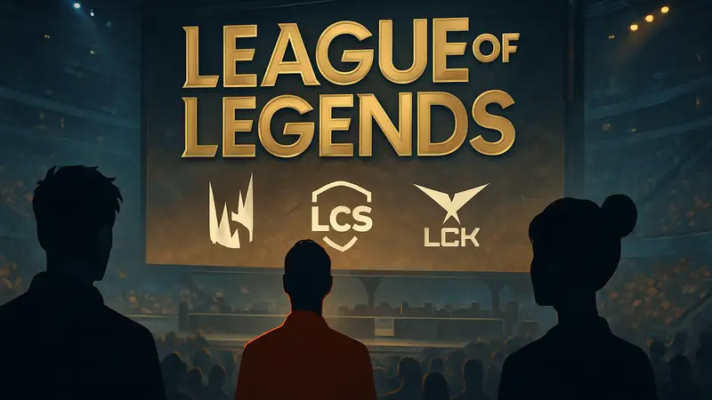 Логотип League of Legends с символикой киберспортивных лиг LEC, LCS, LCK