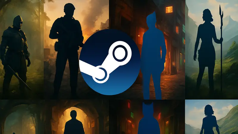 Подборка из 5 лучших бесплатных игр, доступных на платформе Steam, с логотипом Steam.