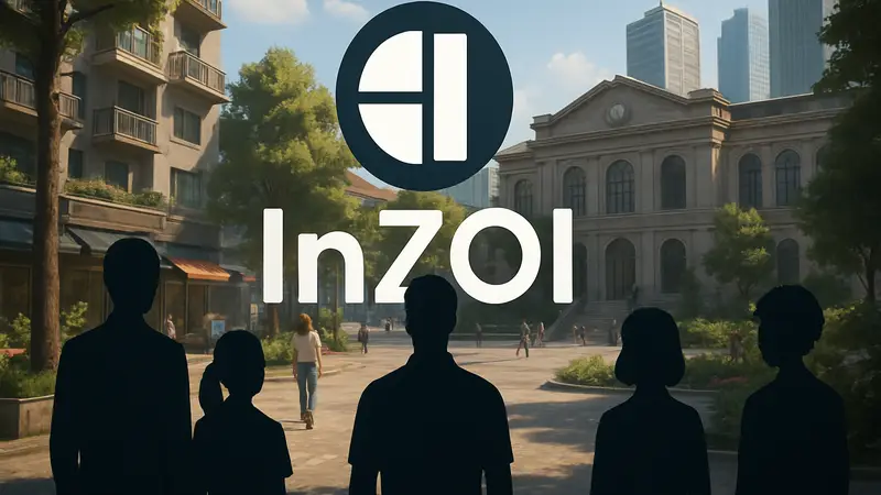 Логотип InZOI на фоне скриншота из игры с новым контентом