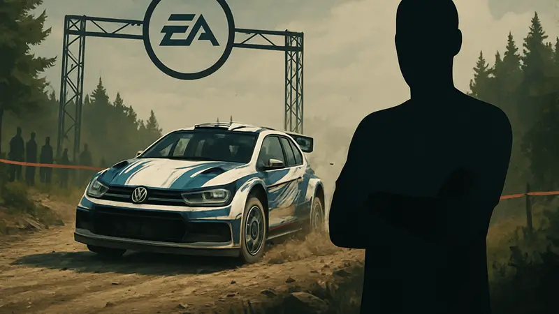 Обложка игры DiRT Rally 2.0 с раллийным автомобилем на трассе, символизирующая потерю онлайн-функций от EA.