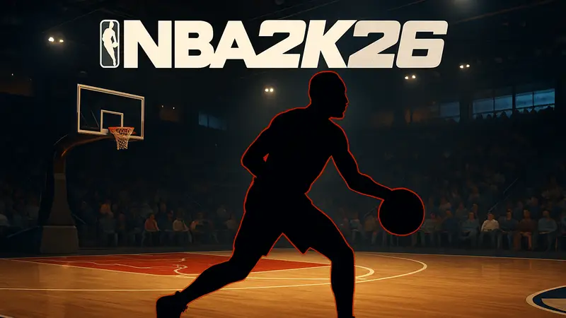 Игрок NBA 2K26 на баскетбольной площадке, разыгрывающий защитник.