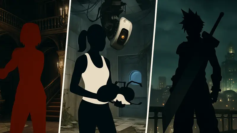 Коллаж из кадров игр, таких как Resident Evil, Portal 2 и Final Fantasy, демонстрирующий культовые цитаты