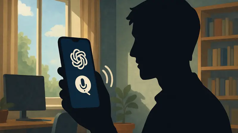 Пользователь взаимодействует с голосовым режимом ChatGPT на смартфоне