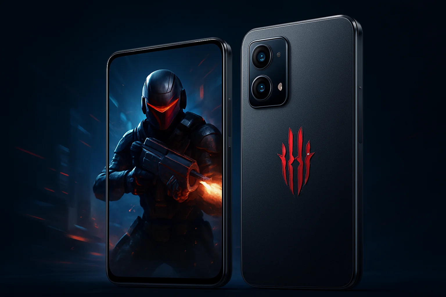 Игровой смартфон Red Magic 11 Air на темном фоне, демонстрирующий дизайн без вырезов и мощные характеристики.