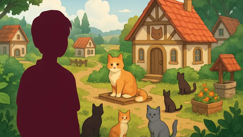 Демоверсия игры CatLands 2026: иллюстрация с котиками и элементами деревни