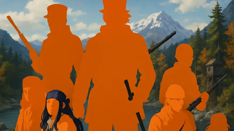 Постер финального сезона аниме Golden Kamuy с главными персонажами