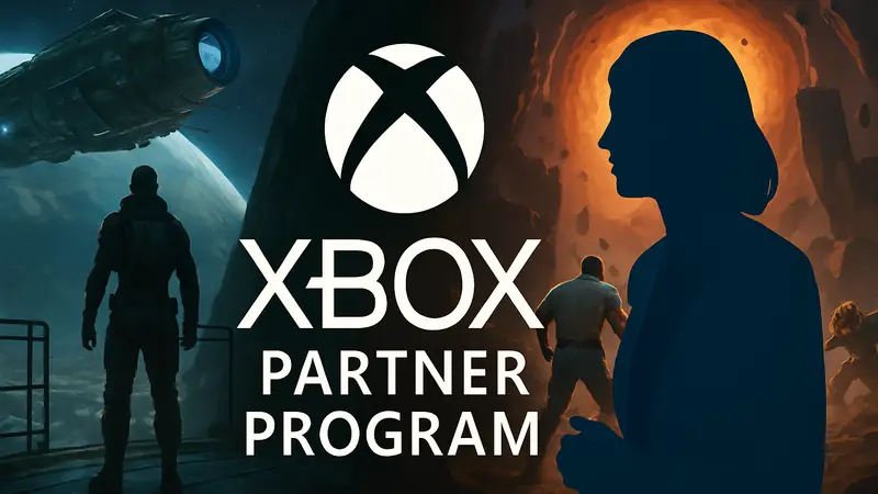 Логотип Xbox Partner Program, кадры из игр The Expanse Osiris Reborn и Serious Sam Shatterverse