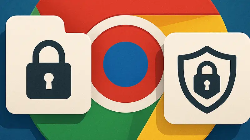 Иконки расширений Chrome с изображением замка или щита, символизирующие конфиденциальность и её нарушение.