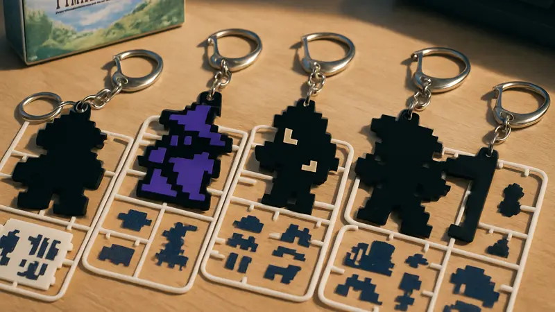 Сборные брелоки в виде пиксельных спрайтов персонажей Final Fantasy Pixel Remaster