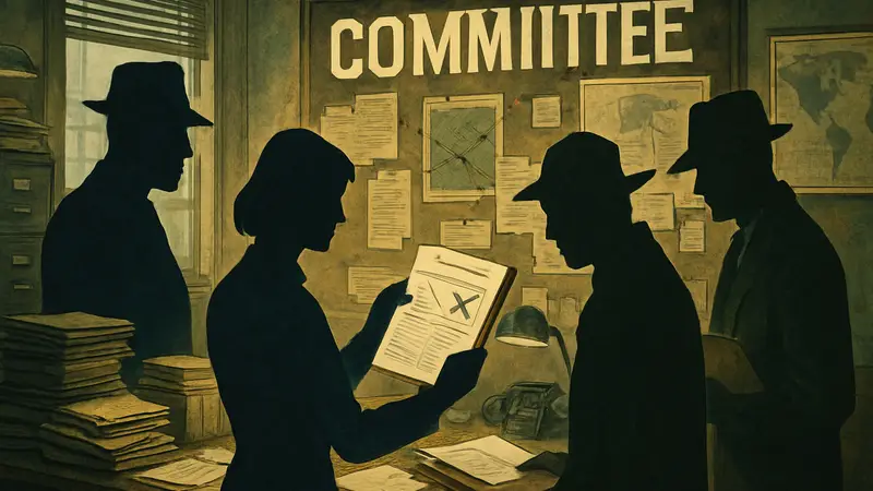 Обложка дополнения «Секретные материалы» для настольной игры «Комитет» с агентами и документами