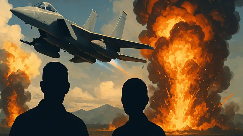 Скриншот из Ace Combat 8: Wings of Theve, истребитель в воздухе на фоне взрывов
