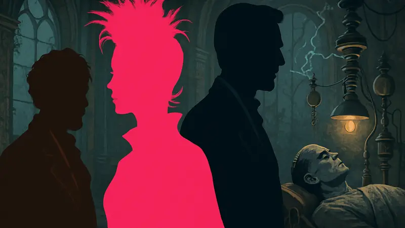 Мэгги Джилленхол, Кристиан Бэйл и Джесси Бакли на постере фильма "Невеста!".