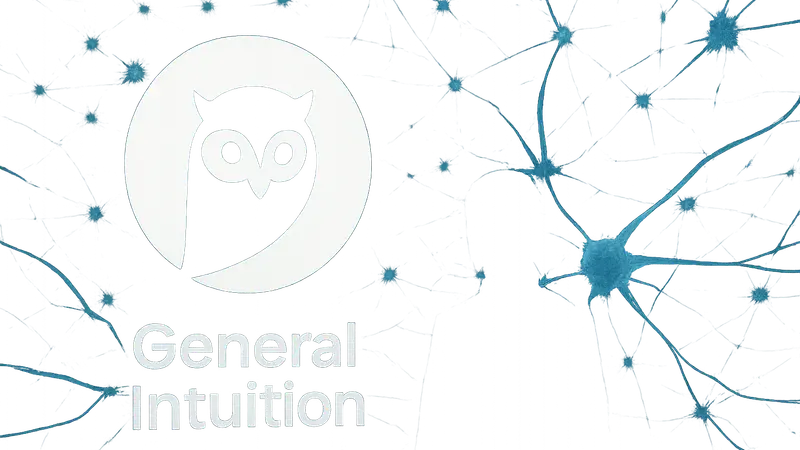 Изображение логотипа General Intuition на фоне нейронной сети, символизирующей ИИ.