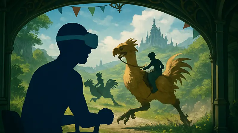 VR-аттракцион Final Fantasy XIV с гонками Чокобо в Японии.
