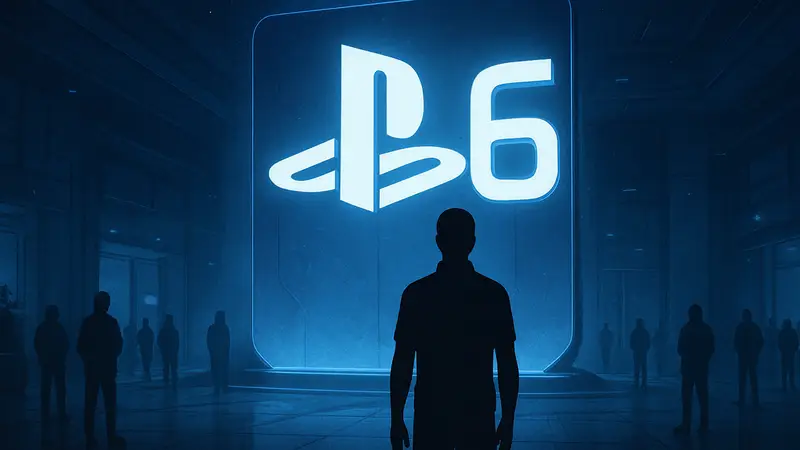 Футуристичное изображение логотипа PlayStation 6, символизирующее следующую консоль Sony и ее анонс.