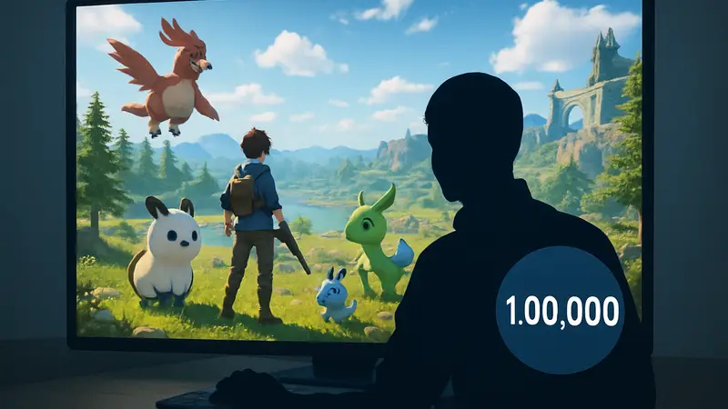 Palworld в Steam, скриншот игры с персонажами и Палами, 1 миллион concurrent игроков