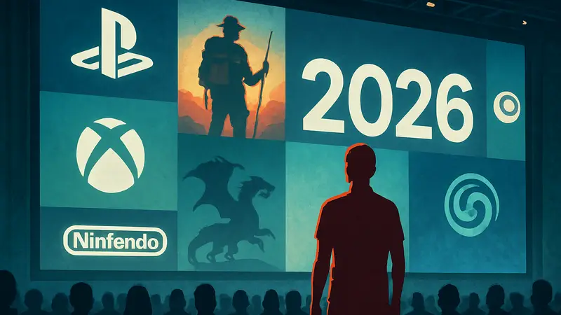 Обложка с логотипами игровых компаний, анонсы игр 2026