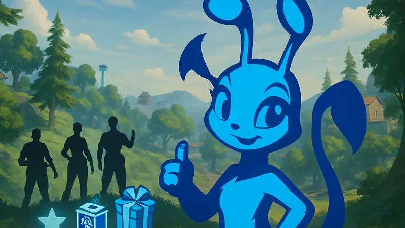 Изображение персонажа Aisha Sidekick из Neopets в стиле Fortnite, с бесплатными наградами.