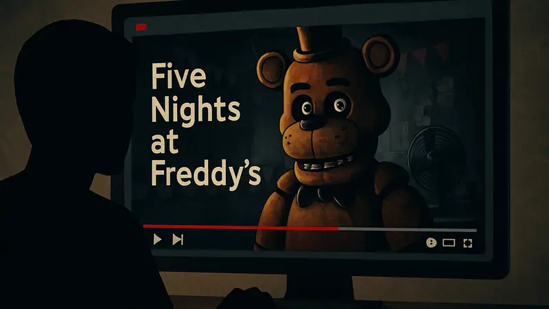 Обложка Five Nights at Freddy's на YouTube, играбельное видео FNAF в браузере.