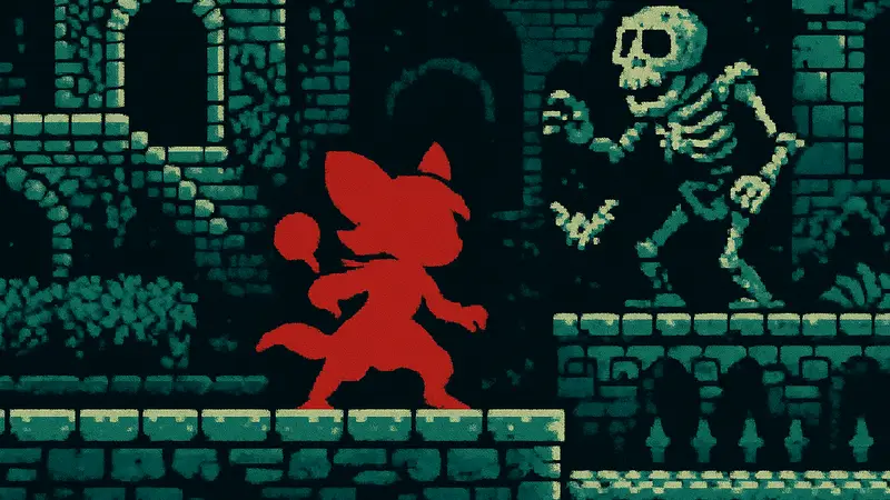 Mina the Hollower в стиле Game Boy Color, главная героиня Мина на скриншоте игры