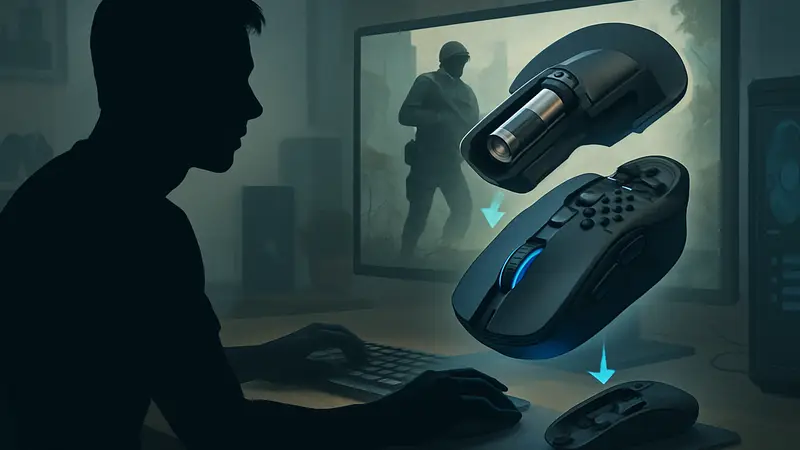 Игровая мышь Wallhack с возможностью горячей замены аккумулятора, иллюстрация технологии для геймеров