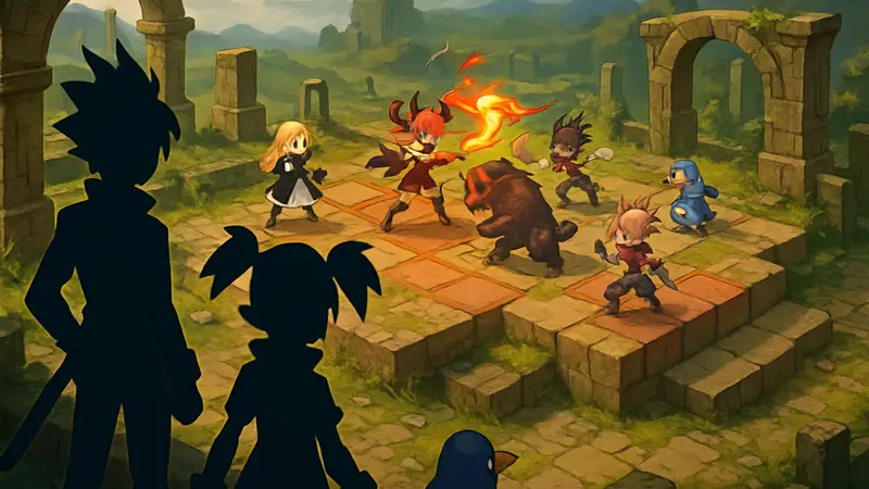 Обзор игры Disgaea Mayhem: персонажи, элементы экшен-RPG, боевая сцена, скриншот игры.