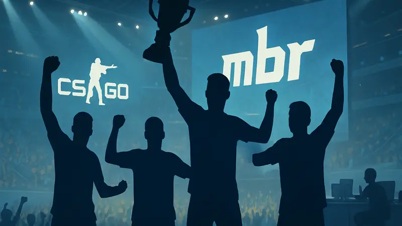 Команда MIBR празднует победу в киберспортивном матче против Lynn Vision на турнире.