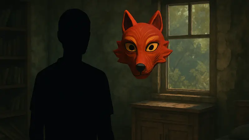 Игровой скриншот из REANIMAL с изображением одной из найденных коллекционных масок