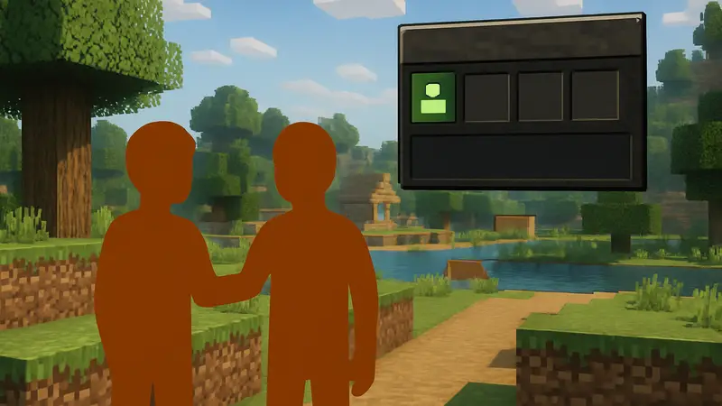 Скриншот Minecraft Java Edition, где два игрока объединяются в группу без модов, с новым интерфейсом списка друзей.