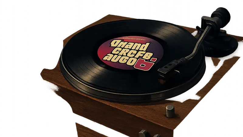 Логотип Grand Theft Auto 6 на фоне дискового проигрывателя