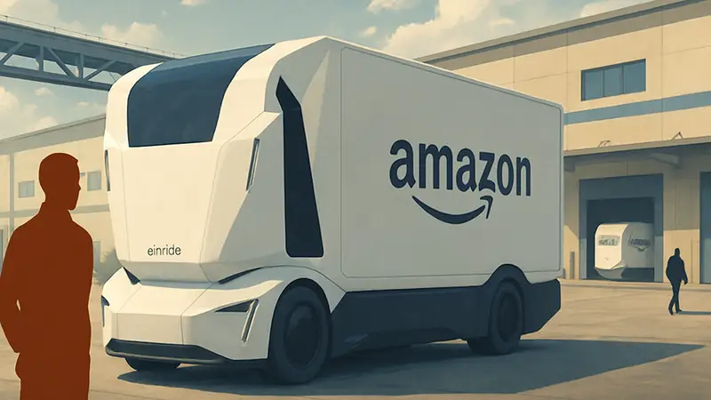 Электрический грузовик Einride, используемый в логистике Amazon