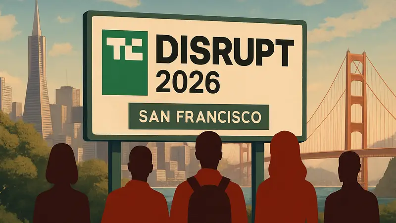Логотип конференции TechCrunch Disrupt 2026, San Francisco, скидки на билеты