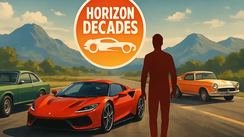 Автомобили разных десятилетий в Forza Horizon 6, лог отип "Horizon Decades".
