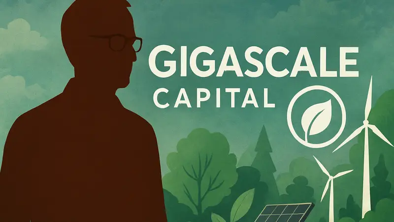 Майк Шрепфер, бывший CTO Meta, на фоне логотипа Gigascale Capital, связанного с зелёными технологиями.