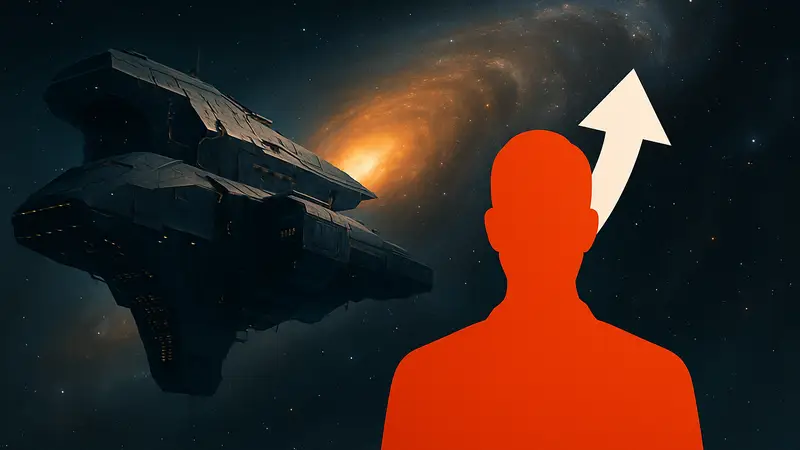 Космический корабль из игры Stellaris на фоне галактики, символизирующий повышение цены.