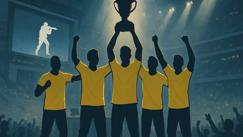 Команда NAVI празднует победу на турнире BLAST Open Rotterdam по Counter-Strike.