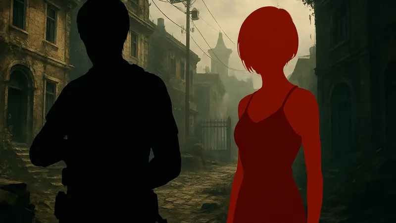 Арт с персонажами Леоном Кеннеди и Адой Вонг из Resident Evil