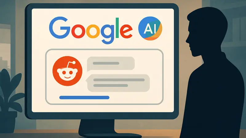 Логотип Google AI Search, цитаты Reddit в поиске, обновление функций ИИ