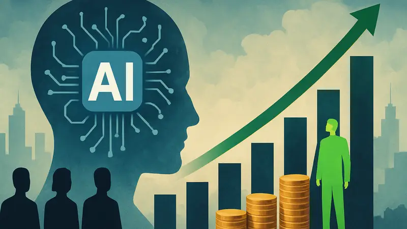 Графическое изображение роста инвестиций в AI-компании или символическое изображение искусственного интеллекта.