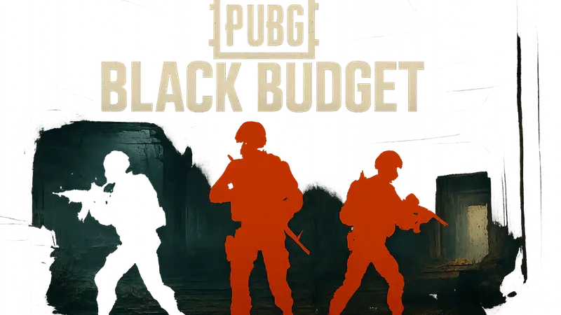 Логотип PUBG Black Budget на фоне бойцов в тактическом снаряжении в мрачной локации