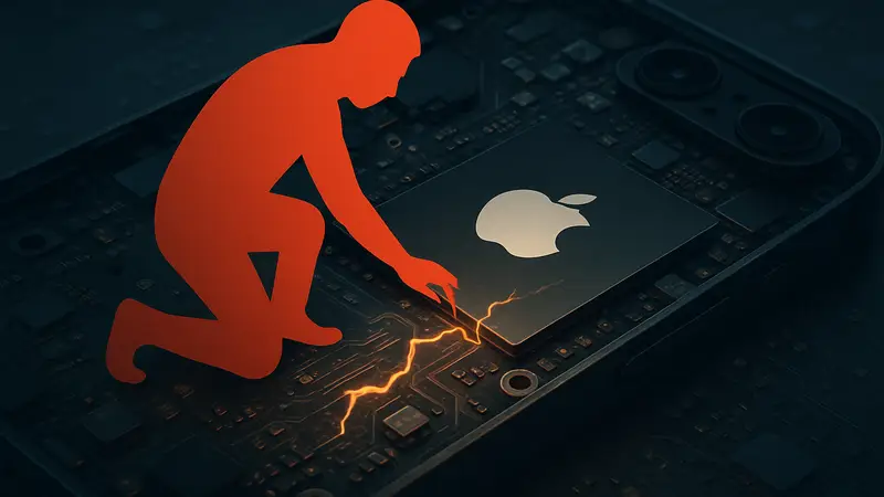 Изображение чипа Apple на плате смартфона, символизирующее обнаруженную уязвимость.